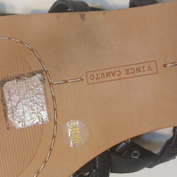 Vince Camuto Black & Silver Ring  Stappy  Flat Sandals Sz 8M =38.5 - Picture 10 of 10